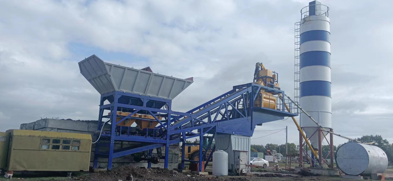 ajy60 mobile concrete batching plant in Kazakhstan aimix